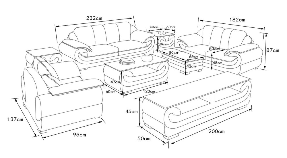 Produktbild f&ouml;r Florida soffgrupp i tyg/skinn