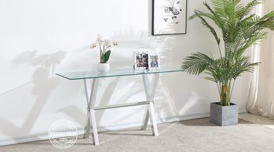 Produktbild för Alex Avlastningsbord silver med klarglas 