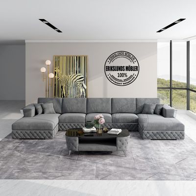 Rose XXL divan-soffa i mörkgrå sammet med silver ben 