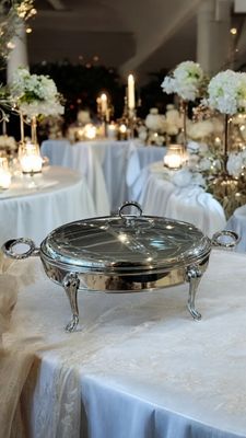 Produktbild för Serveringsfat med värmeställ oval silver 3 liter