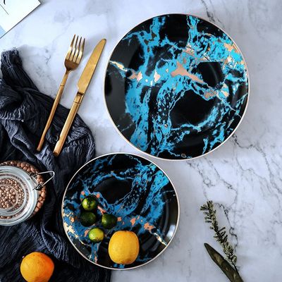 Produktbild för Tallrik Blue/ Svart marmor 