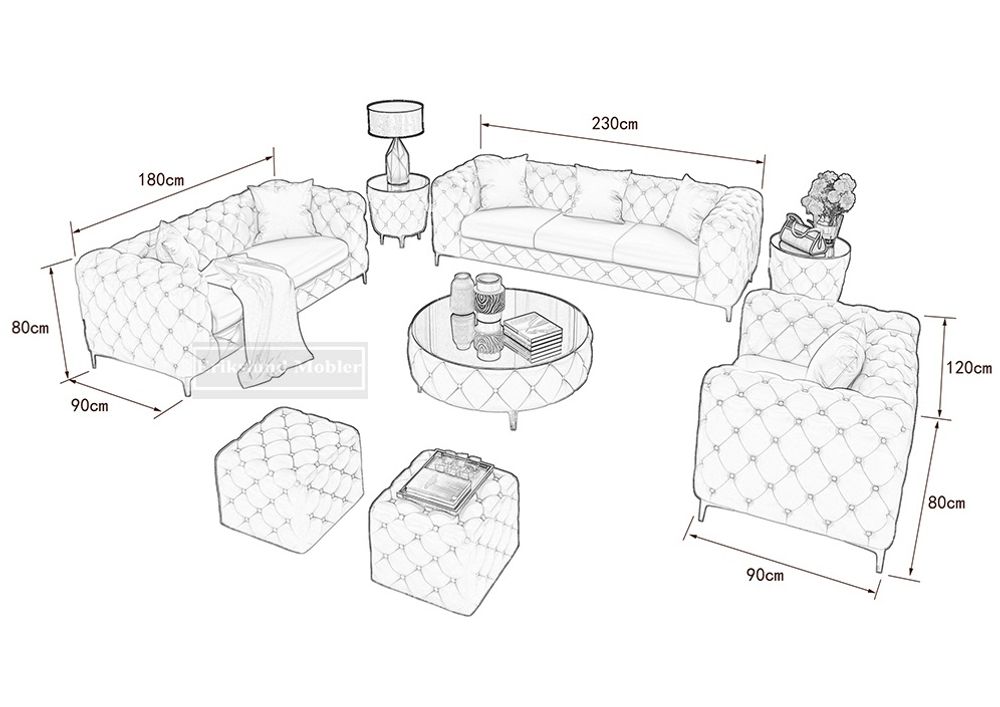 Latino soffgrupp ljus beige sammet