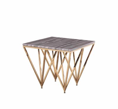 Produktbild för Silvia sidobord med grå marmor i guld färg