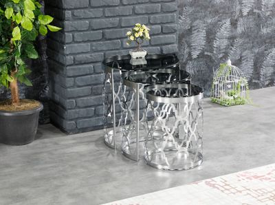 Veronica Trippelbord silver med mörkgrå glas
