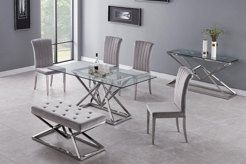 Bella matbord med 6 stolar silver 