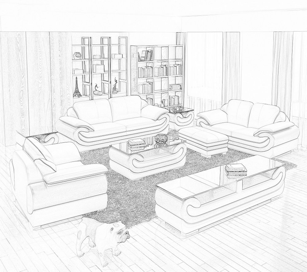 Produktbild f&ouml;r Florida soffgrupp i tyg/skinn