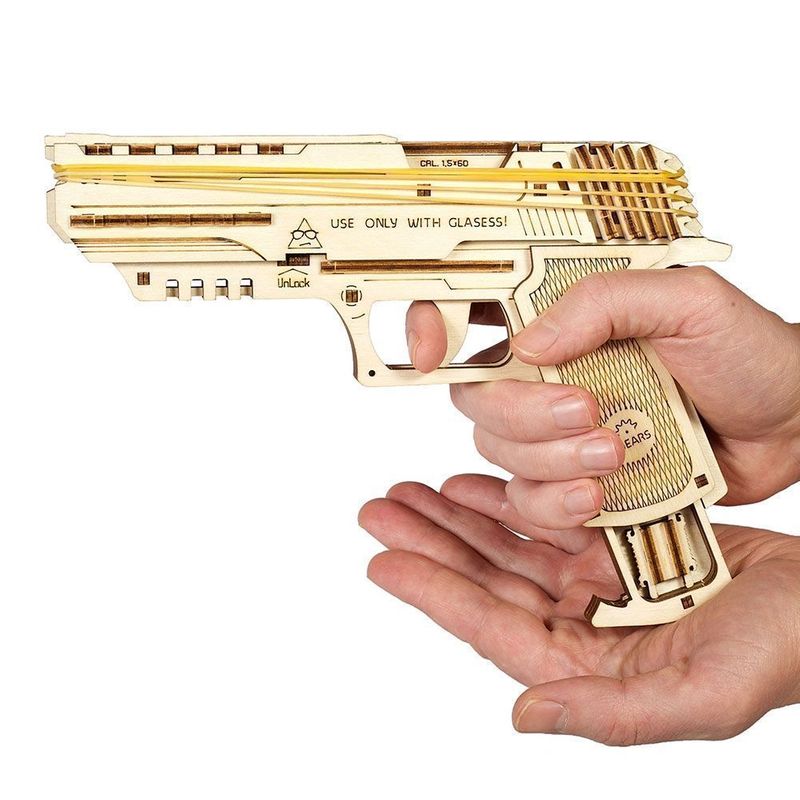 Ugears Wooden Model Kit - Wolf-01 Rubber Band Hand Gun