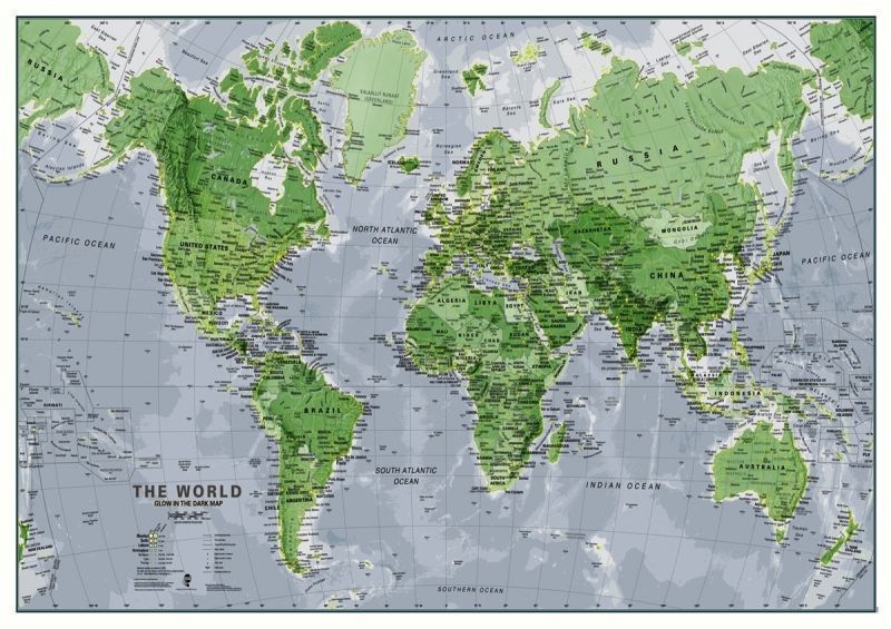 Självlysande Världskarta