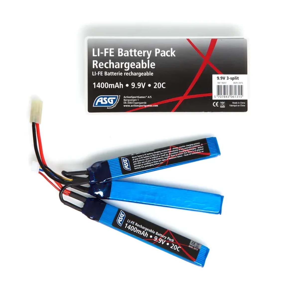 ASG – LiFe Batteri 9,9V 1400mAh 20C, 3-Sticks Mini Tamiya