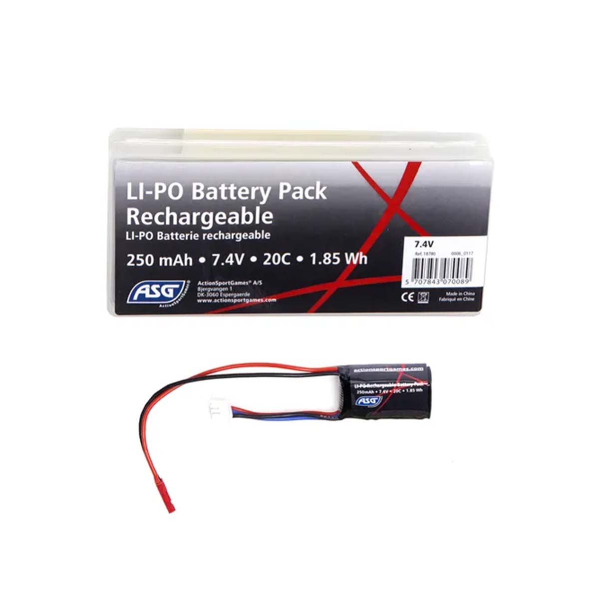 ASG – Li-PO Batteri 7,4V 250mAh 20C