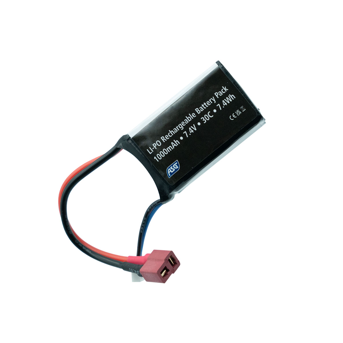 ASG - Li-PO Batteri 7,4V 1000mAh 30C, T-Plug