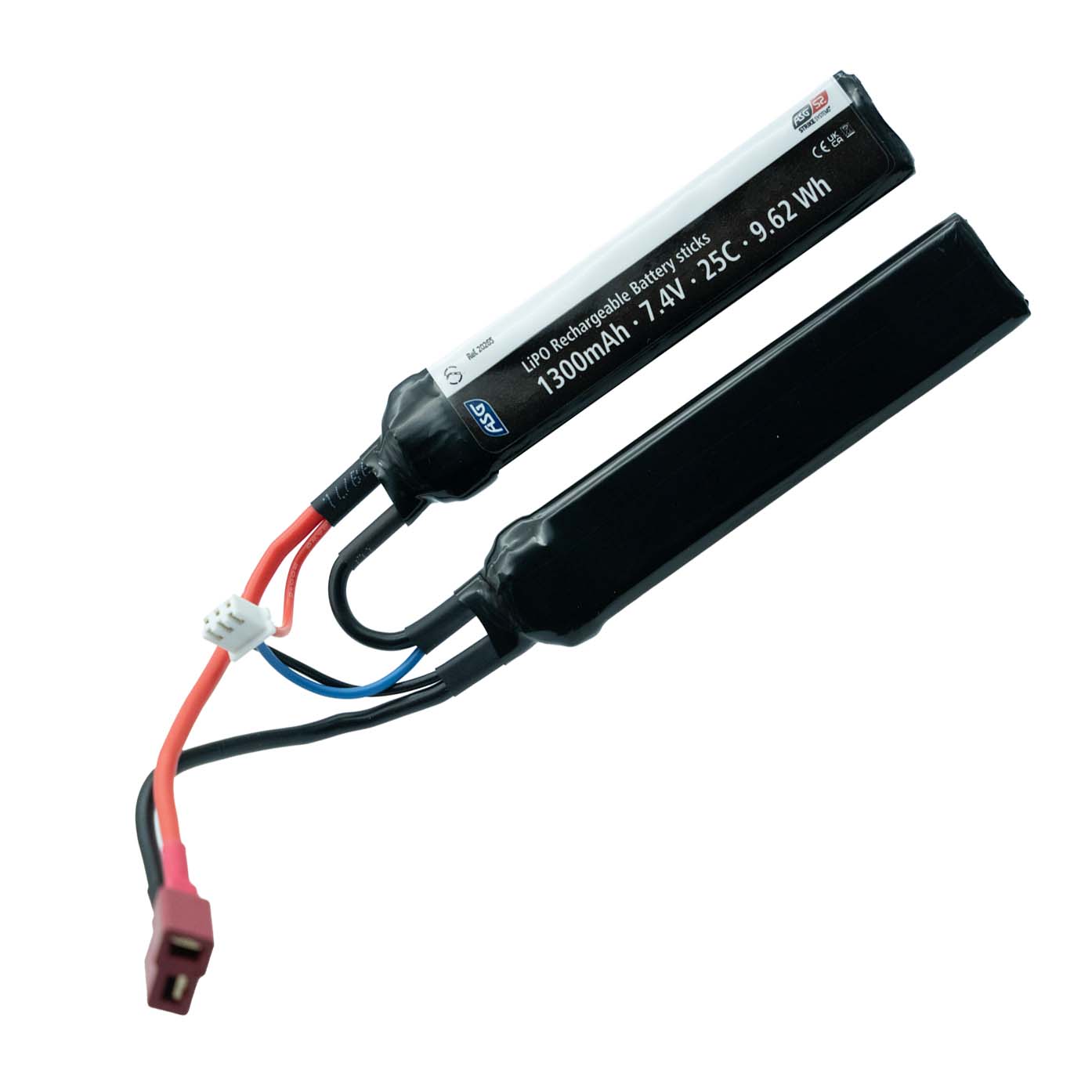 ASG - Li-PO Batteri 7,4V 1300mAh 25C, 2-Stick, T-Plug