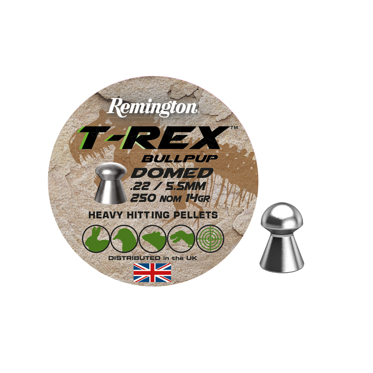 Remington T-Rex Bullpup Dome Pellets - [ 5.5mm, 14grs, 250st ]