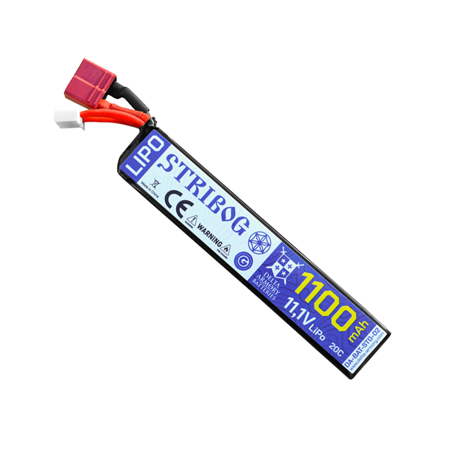 Delta Armory 11,1V Li-Po battery, 1100mAh, 20C, single stick, T-plug