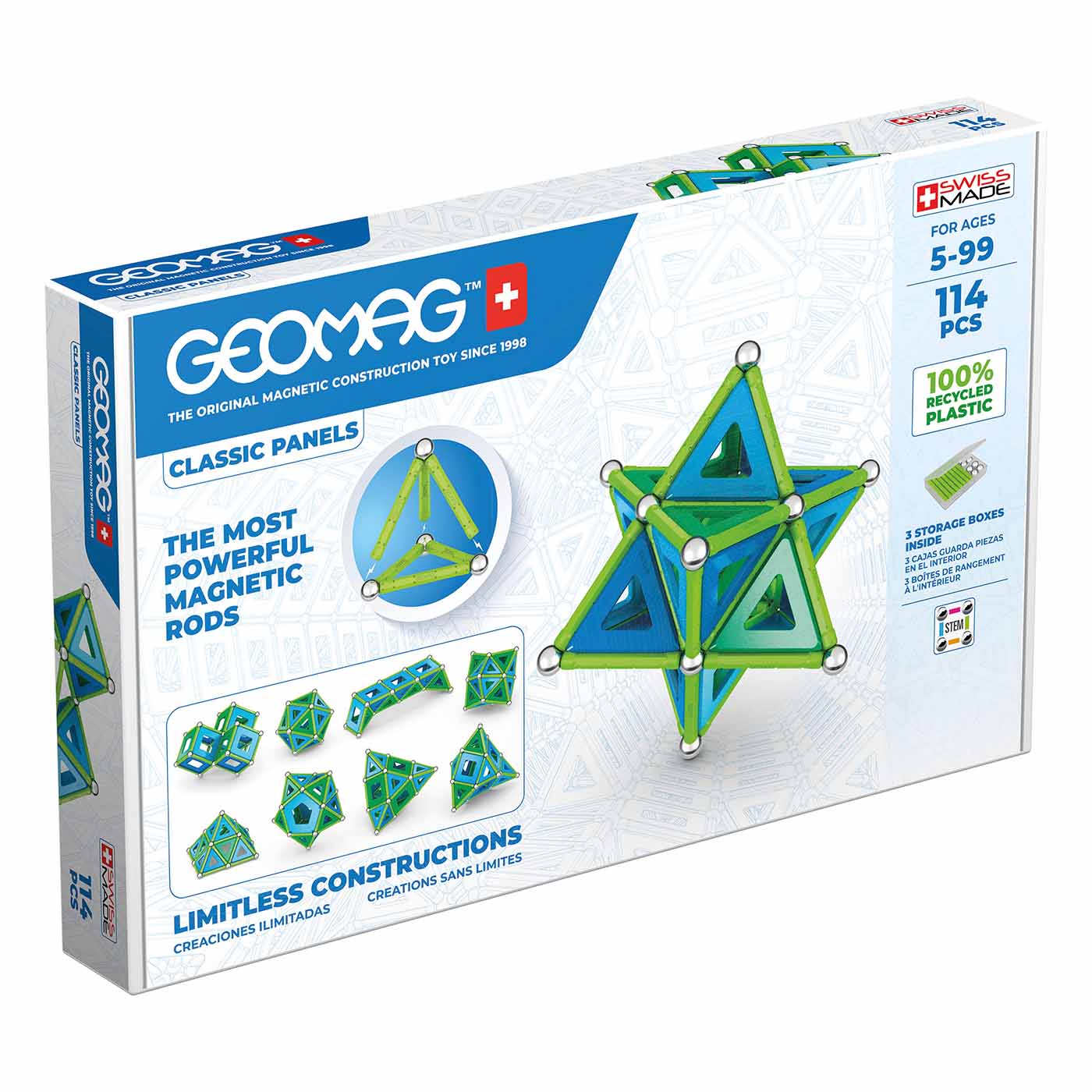Geomag Classic, Byggsats Återvunnen Plast, 114 delar