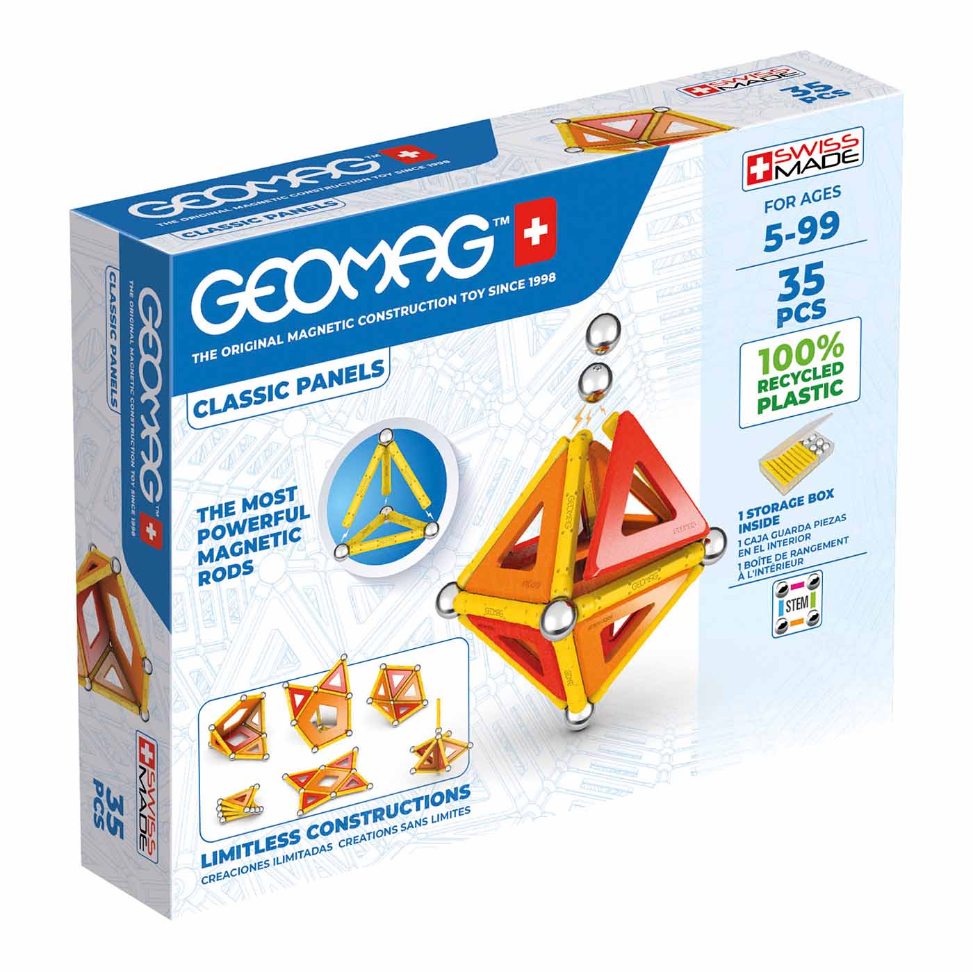 Geomag Classic, Byggsats Återvunnen Plast, 35 delar