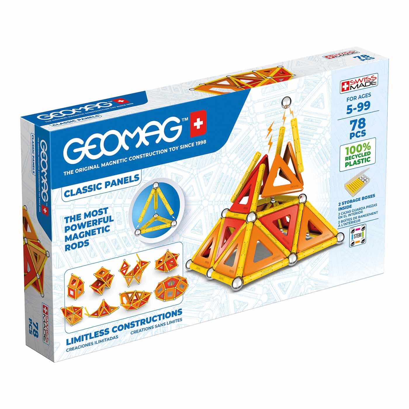 Geomag Classic, Byggsats Återvunnen Plast, 78 delar