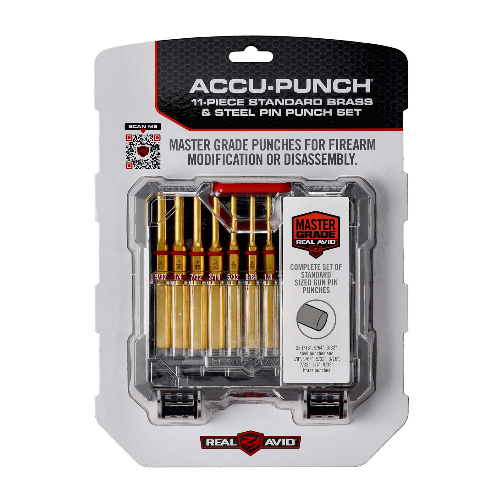 Real Avid Accu-Punch 11-Piece Standard Brass & Steel Pin Punch Set