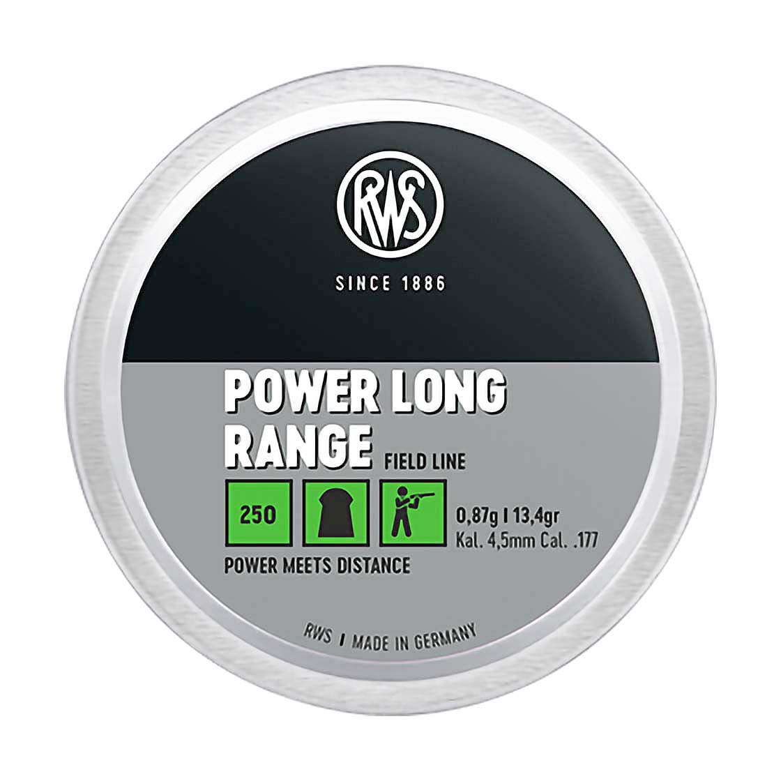 RWS Power Long Range – 4,5mm / 0,87g / 250st
