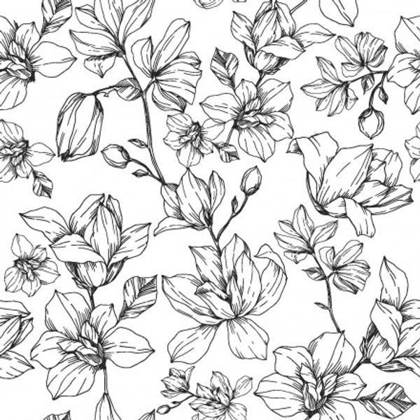 Fleur Magnolia svart vit