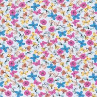 Blomsteräng med fjäril ljusblå