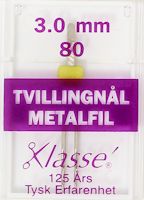 Symaskinsnål Tvillingnål Metalfil 3.0, 80
