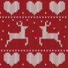 Jultyg i r&ouml;tt med vita hj&auml;rtan och renar i stickad stil &ndash; perfekt f&ouml;r jultr&ouml;jor, heminredning och st&auml;mningsfulla s&ouml;mnadsprojekt.