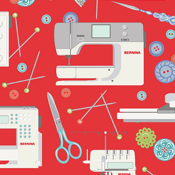 Bernina Logo Sewing Mach.B.Red| Quilt & Lakansväv