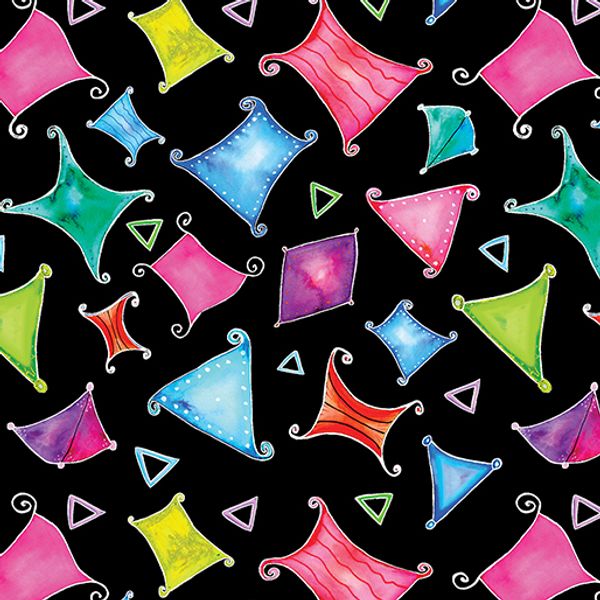 Floating Shapes Black/Multi Color & Light| Quilt & Lakansväv