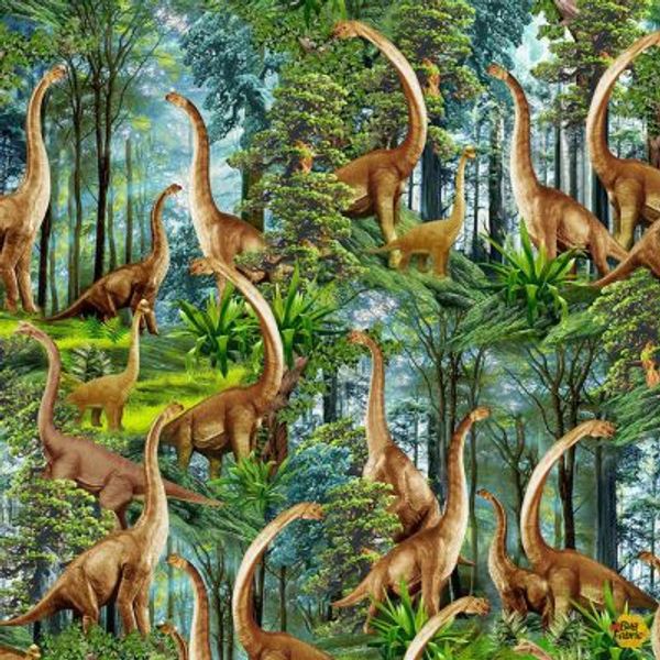 Brontosaurus in Forest Dinosaurs | Quilt & Lakansväv
