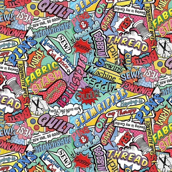 Sewing & Quilting Words Comic| Quilt & Lakansväv