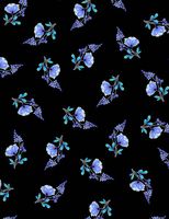 Tossed Blue Metallic Small Florals - Black| Quilt & Lakansväv