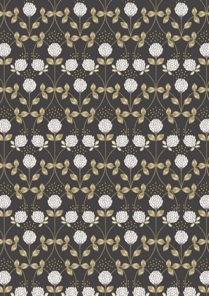 Clover on charcoal with gold metallic| Quilt & Lakansväv