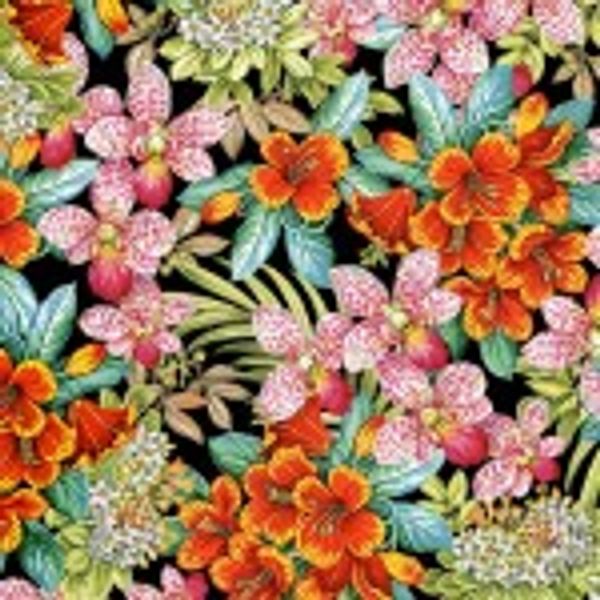 Vibrant flowers - black | Quilt & Lakansv&auml;v