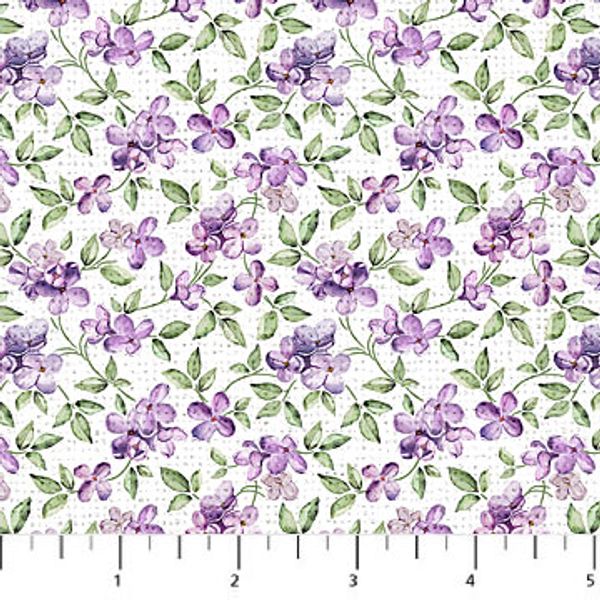 Lilac Garden Blommor vit| Quilt & Lakansväv