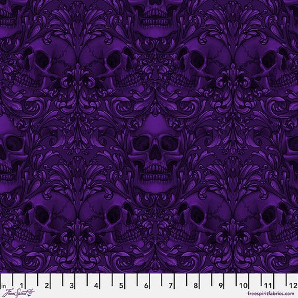 Skull Damask - Purple | Quilt & Lakansväv 