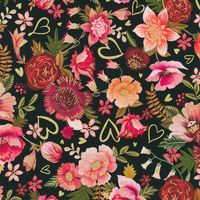Hearts in bloom - black| Quilttyger