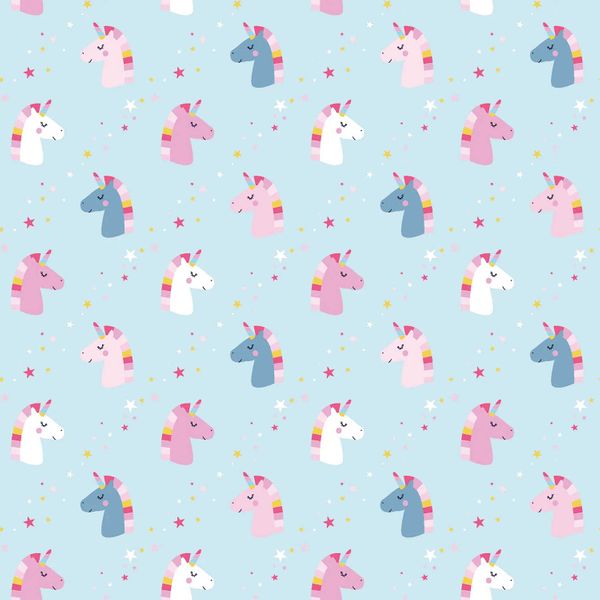 Poplin Mini Enhörning ljusblå| Quilt & Lakansväv