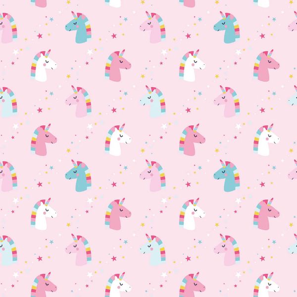 Poplin Mini Enhörning ljusrosa| Quilt & Lakansväv
