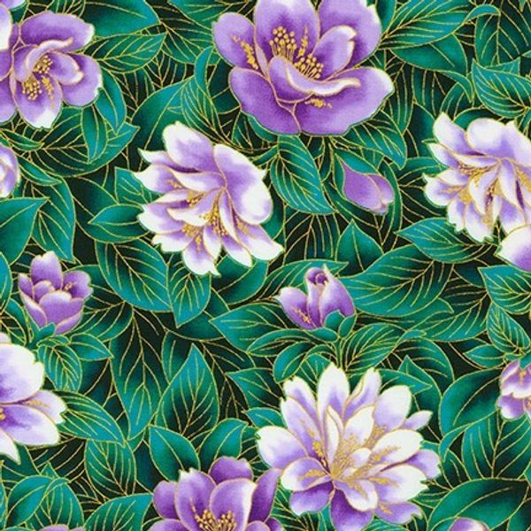 Tricot fabric Flowers 2 aqua