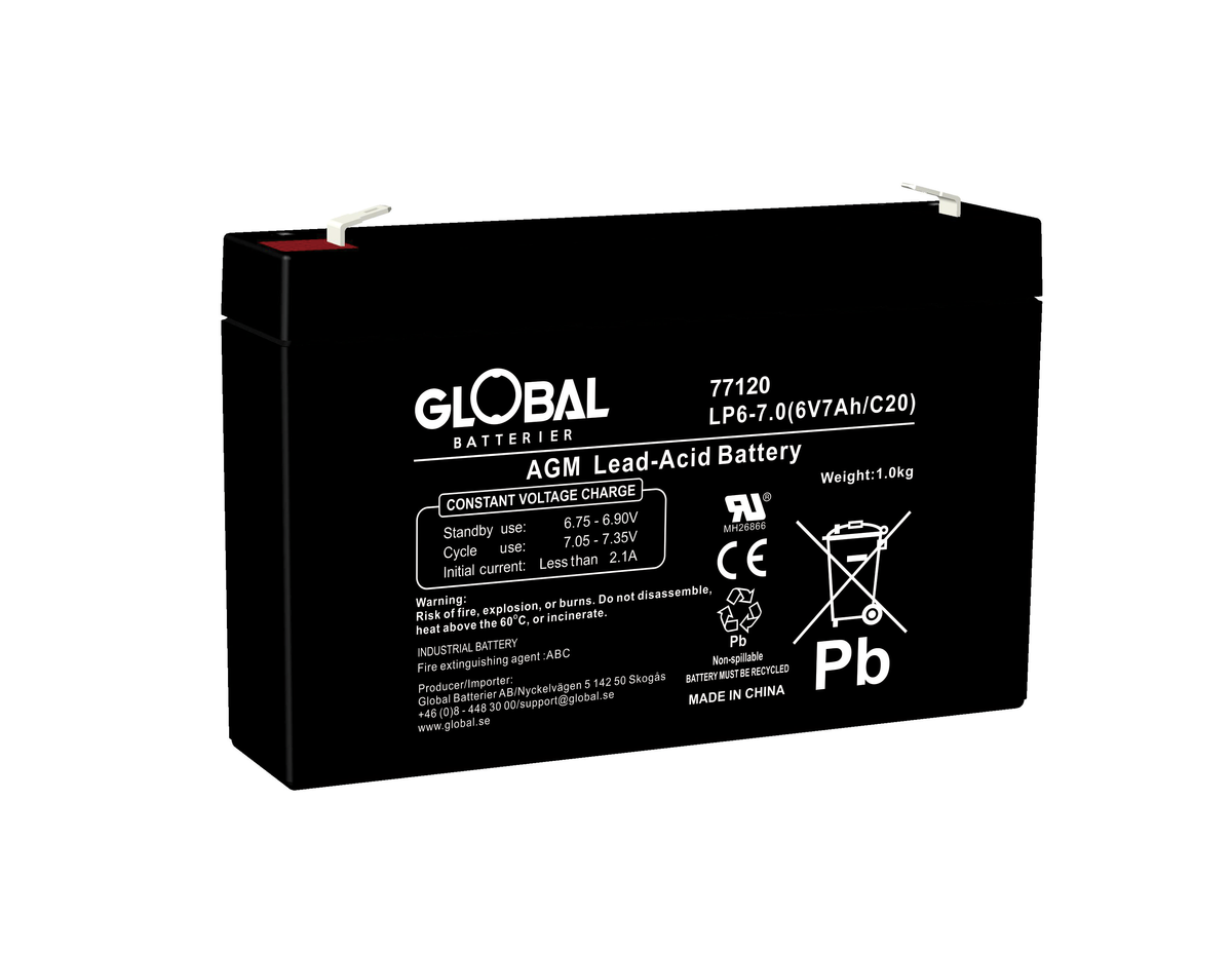 Reservkraftsbatteri GLOBAL LP6-7.0 F1 AGM| Global Batterier