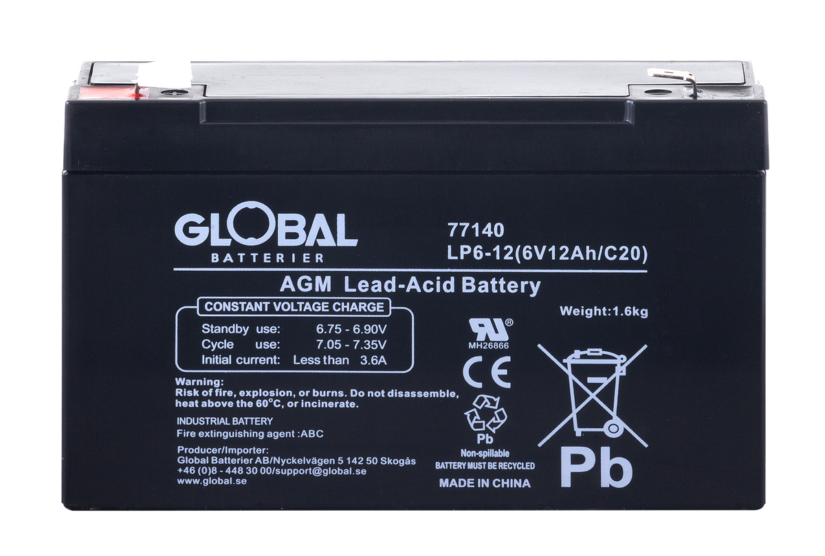 Reservkraftsbatteri EG12-6 F2 AGM | Global Batterier