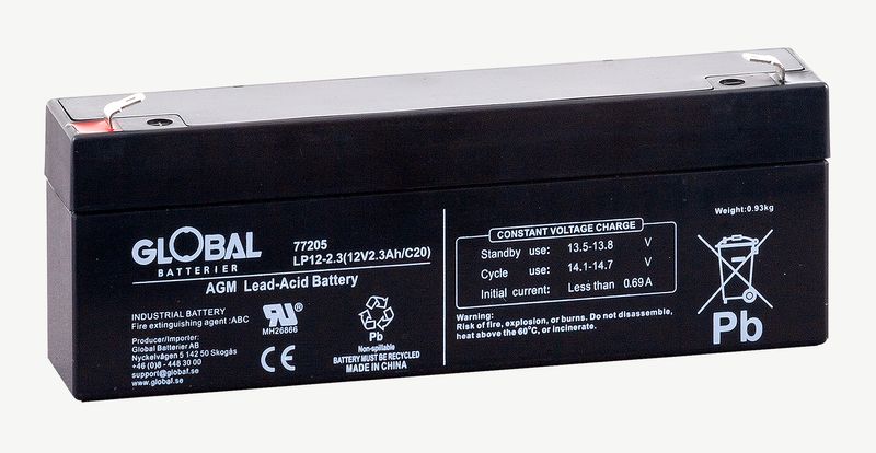 Reservkraftsbatteri GLOBAL LP12-2.3 F1 AGM | Global Batterier