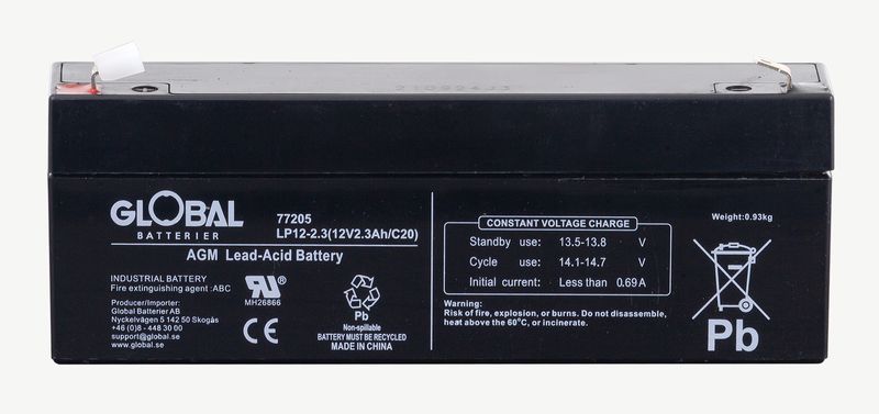 Reservkraftsbatteri GLOBAL LP12-2.3 F1 AGM | Global Batterier