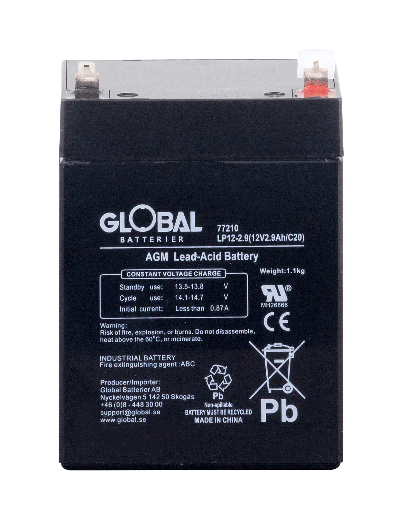 Reservkraftsbatteri GLOBAL LP12-2,9 F1 AGM | Global Batterier
