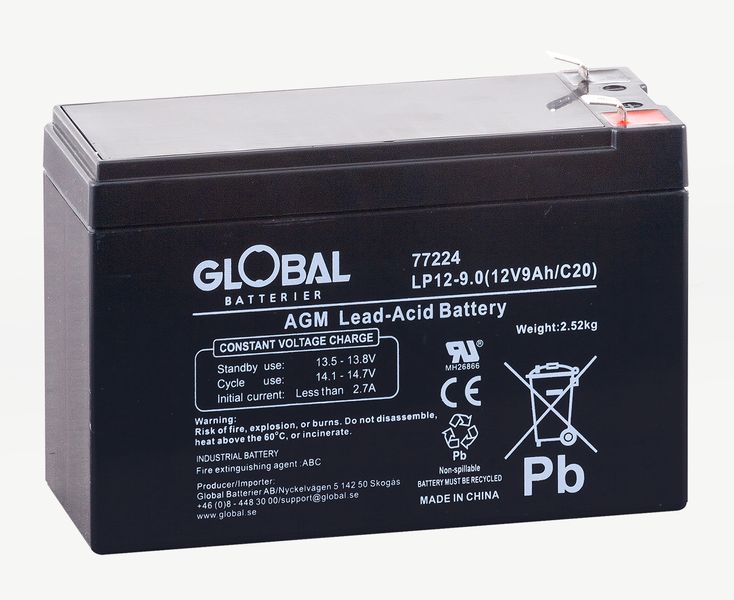 Reservkraftsbatteri GLOBAL LP12-9.0 F2 AGM | Global Batterier