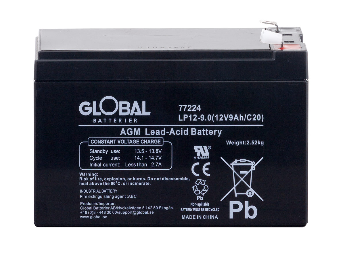 Reservkraftsbatteri GLOBAL LP12-9.0 F2 AGM | Global Batterier