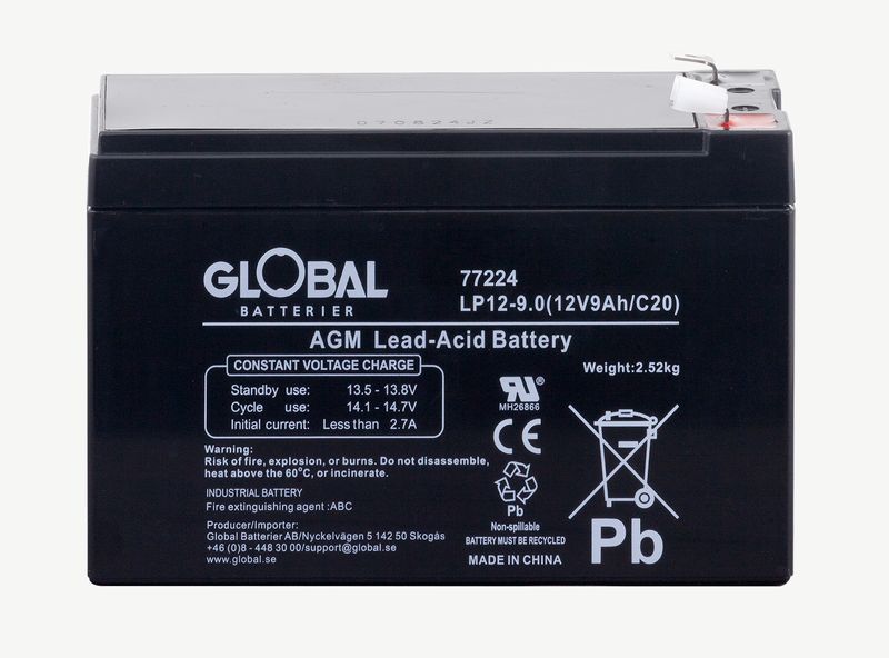 Reservkraftsbatteri GLOBAL LP12-9.0 F2 AGM | Global Batterier