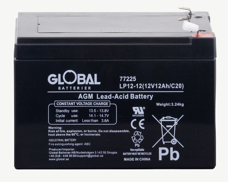 Reservkraftsbatteri GLOBAL LP12-12 F2 AGM | Global Batterier