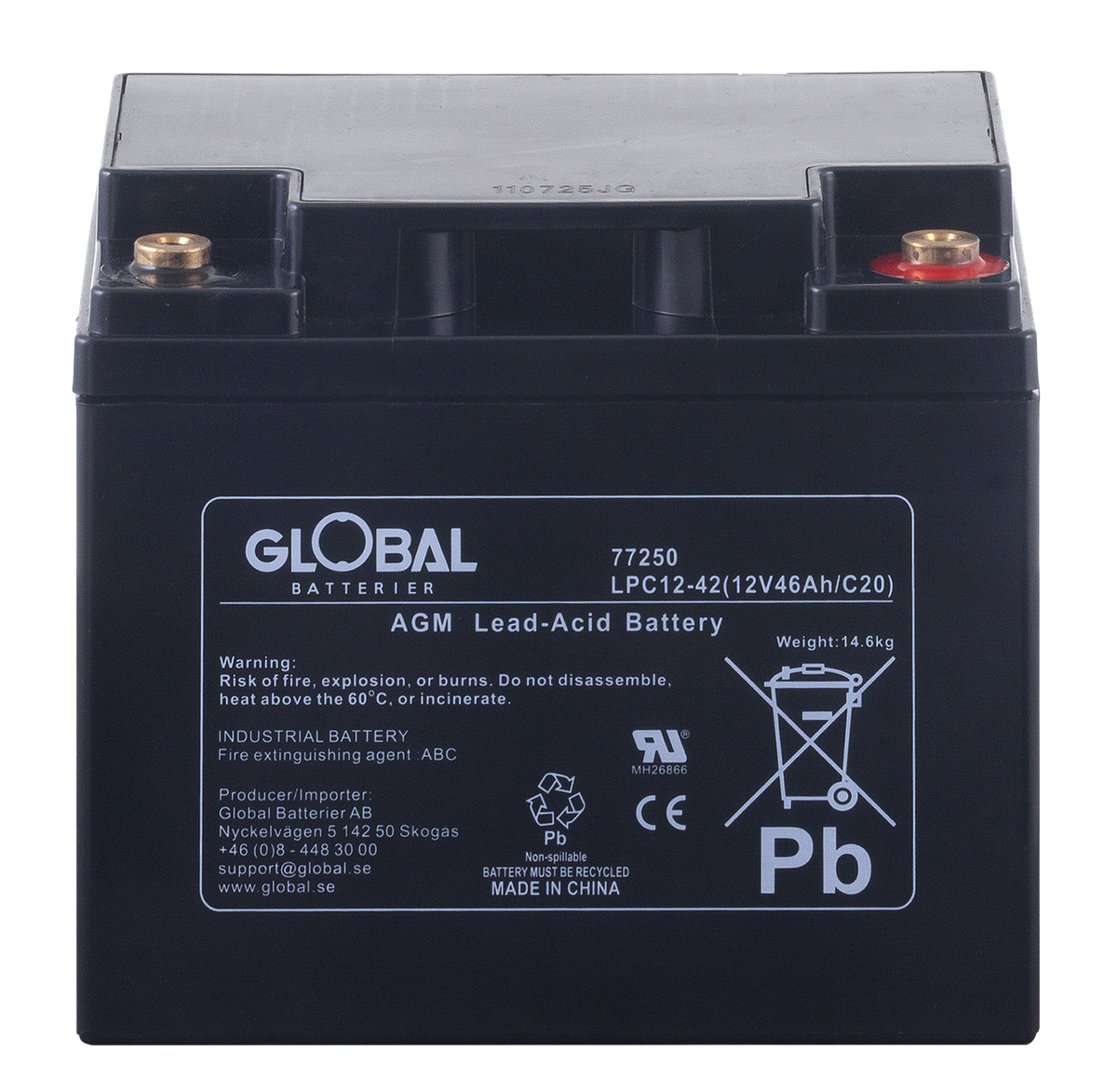 F&ouml;rbrukningsbatteri LPC12-42 (M6) AGM | Global Batterier